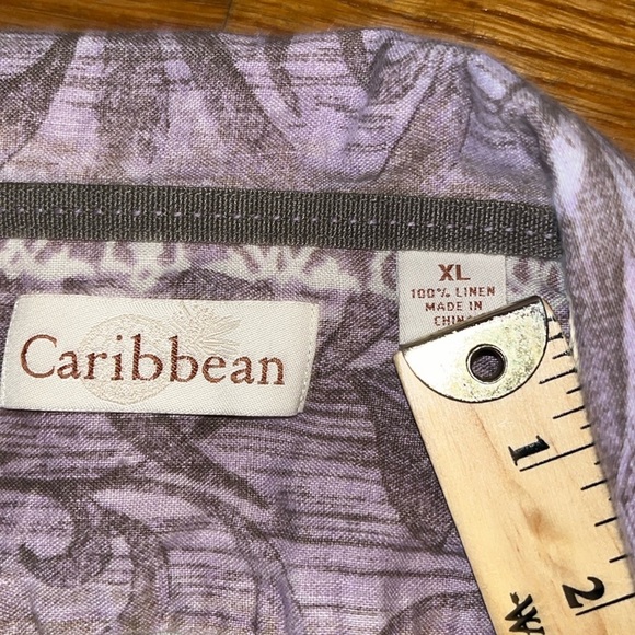 Caribbean women’s XL button down linen roll tab sleeve lagenlook beach coastal - Picture 8 of 8